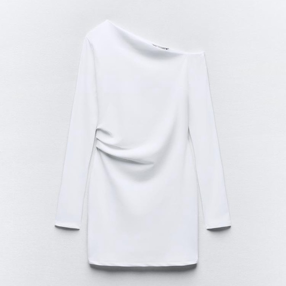 ZARA BLOGGER FAVORITE DRAPED ASYMMETRIC DRESS - Picture 5 of 7